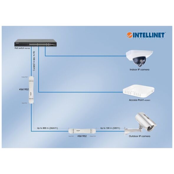Konwerter światłowodowy Intellinet Network Solutions INTELLINET UltraLong Range Outdoor PoE-Extender bis 1000m