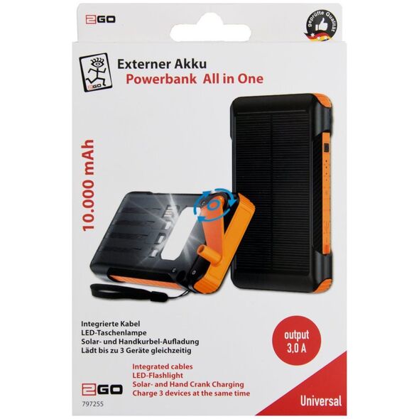 Powerbank 2GO 2GO Notfall-Powerbank 10000mAh Solar-& Handkurbel-Aufla. 13295793 4010425972550