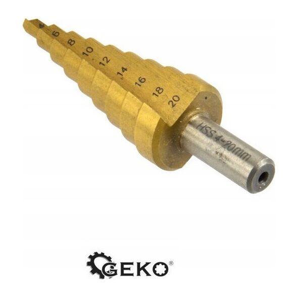 Wiertło Geko Wiertło stożkowe HSS TiN 4-20mm (25/100/200)