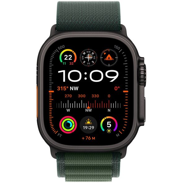 APPLE 49mm Dark Green AlpineLoop -Medium - Black Titanium Finish