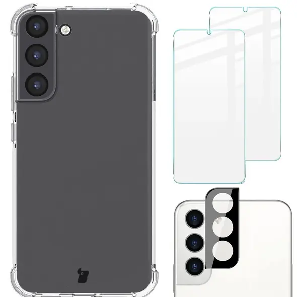 Bizon Case Clear Pack case + 2x screen glass + lens glass Samsung Galaxy S22 Plus clear