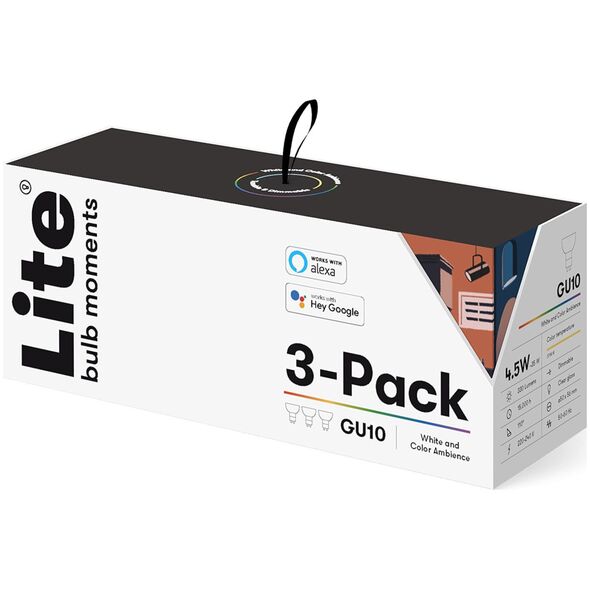 Lite Bulb Moments Lite bulb Moments Έξυπνος λαμπτήρας, GU10, Spot 4,5W, RGB+W2700K, 3 πακέτο 10159578 5714948000033