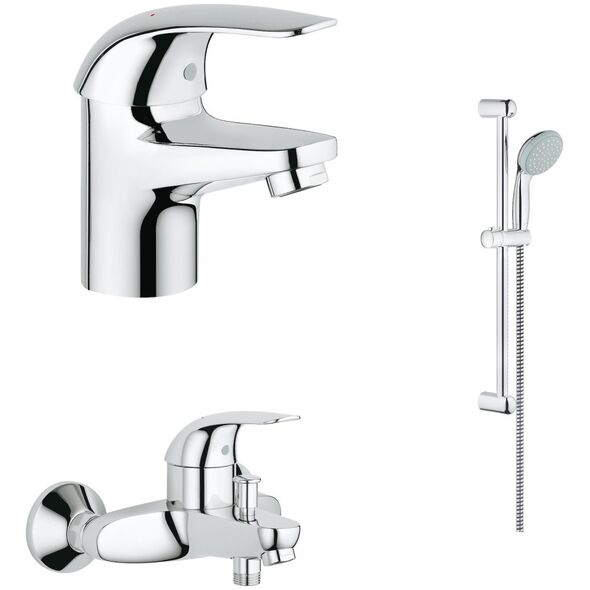 Grohe Bathroom set GROHE EUROECO, bathtub and washbasin faucets, "Tempesta 100" hand shower, hose