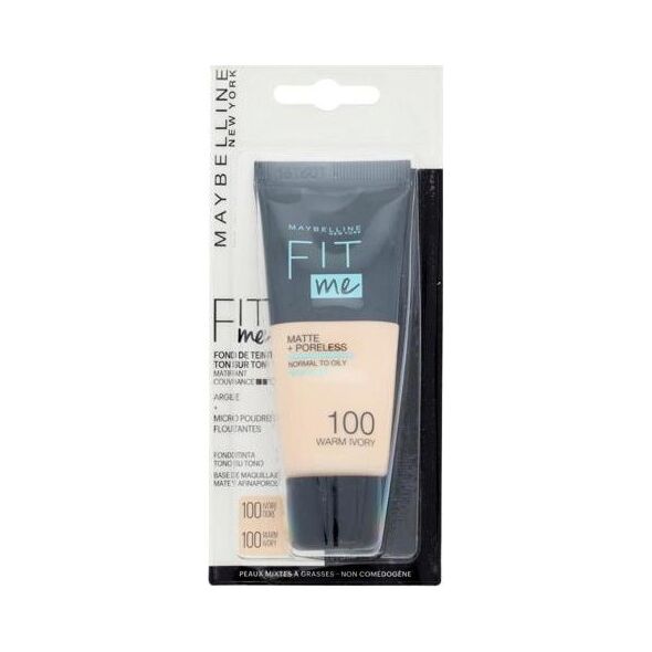 Maybelline Maybelline, Fit Me Matte + Poreless, Liquid Foundation, 100, Warm Ivory, 30 ml για γυναίκες 13076234 3600531524906
