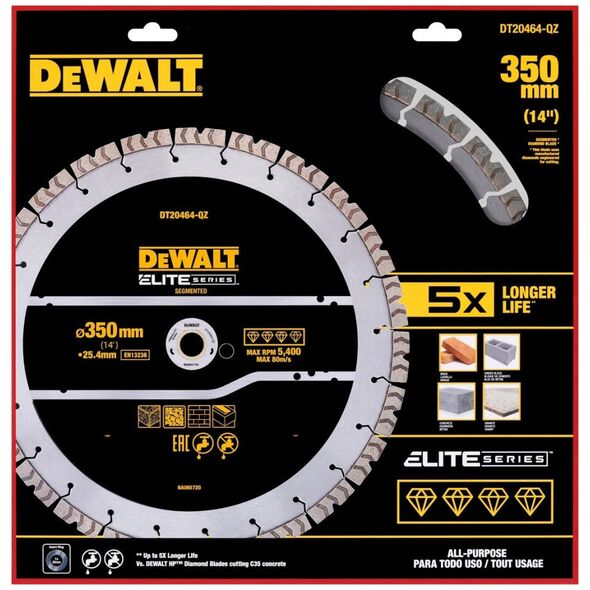 Dewalt DEWALT TARCZA DIAM.SEG. 350mm ELITE ZAST. OGÓLNE