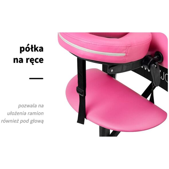 Activeshop Stół składany do masażu drewniany Komfort Activ Fizjo 2 segmentowe róż czarne drewno