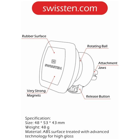 Swissten Uchwyt magnetyczny do samochodu S-GRIP M3
