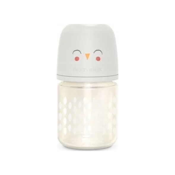 307827-BUTELKA SZKLANA 120ML/SMOCZEK      FIZJOLOGICZNY SX PRO WOLNY PRZEPŁYWA/SOWA BEŻOWA/BONHOMIA