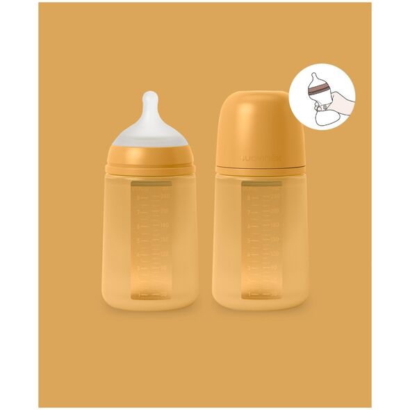 308069-BUTELKA SILIKONOWA 240ML/SX PRO    ŚREDNI PRZEPŁYW/MUSZTARDOWA/NEW ALL SILICONE