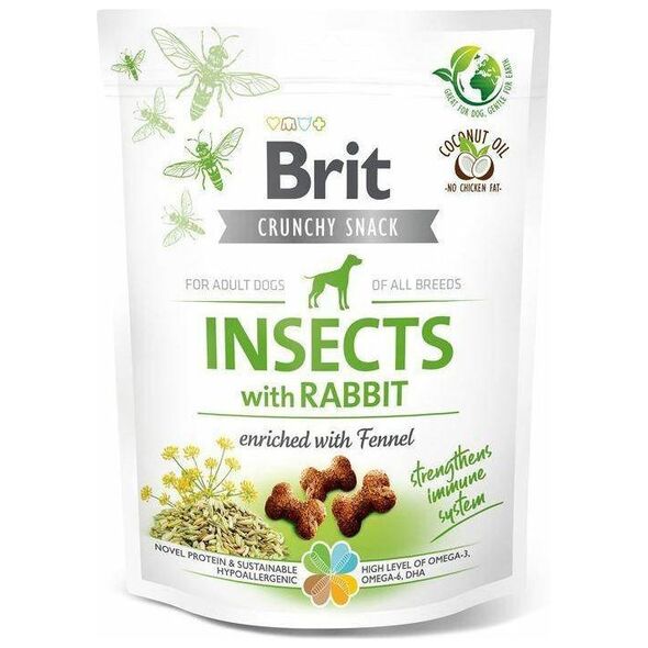 Brit Brit Crunchy Snack Insects with Rabbit 200g, przysmak dla psów z królikiem