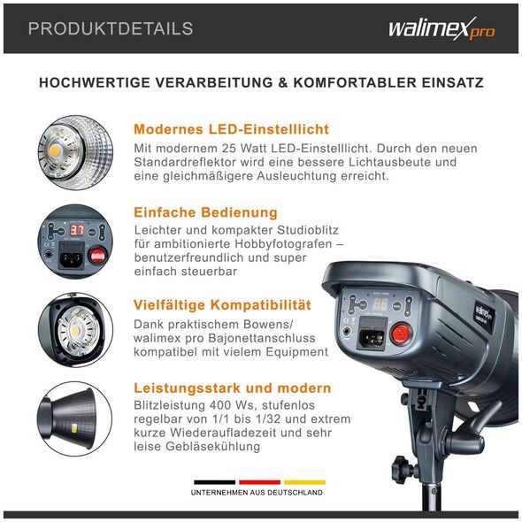 Walimex Walimex pro Emerger 400 Set Μονό φωτιστικό στούντιο 13935623 4056929233797