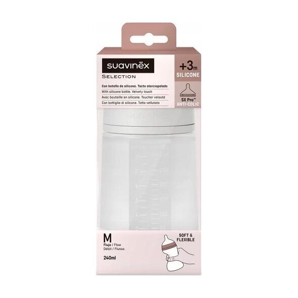 308073-BUTELKA SILIKONOWA 240ML/SX PRO    ŚREDNI PRZEPŁYW/TRANSPARENTNA/NEW ALL SILICONE
