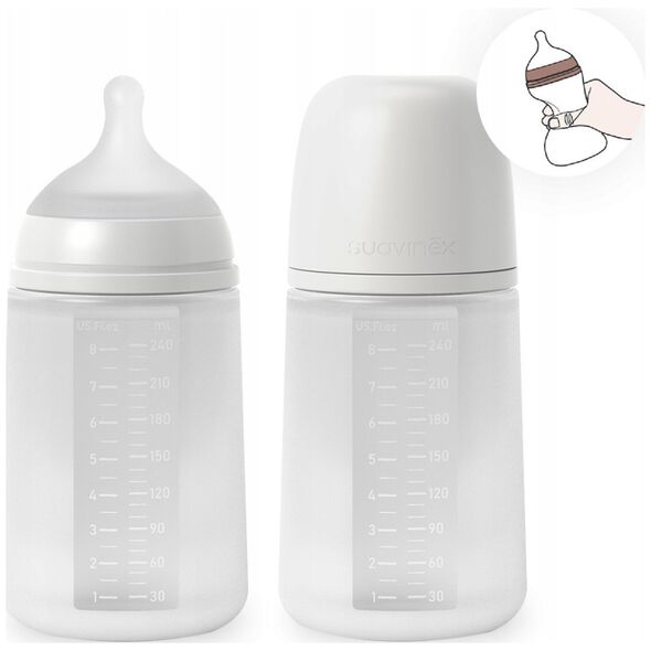 308073-BUTELKA SILIKONOWA 240ML/SX PRO    ŚREDNI PRZEPŁYW/TRANSPARENTNA/NEW ALL SILICONE