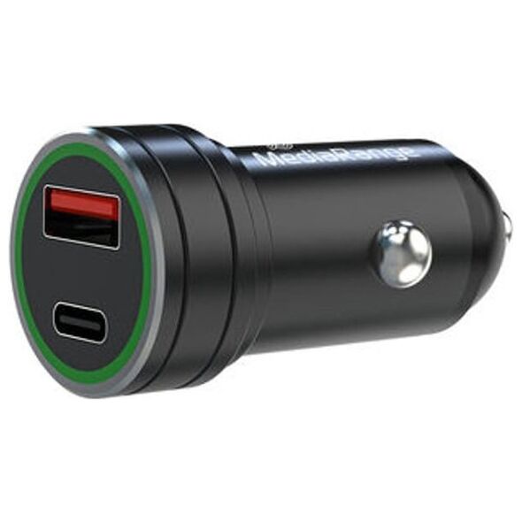 Ładowarka MediaRange MediaRange Kfz-Ladegerät 20W 1x USB-A u. 1x USB-C Alu, schw.
