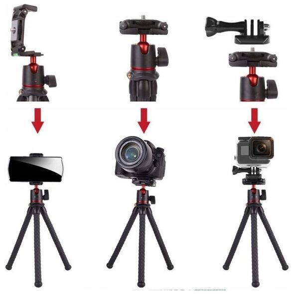 Statyw Apexel Giętki Statyw Elastyczny 3w1 Uchwyt Pilot Bluetooth Do Telefonu Smartfona / Aparatu Dslr / Kamery Gopro Sjcam Xiaomi Dji Insta360 / Apl-jj025