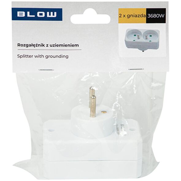Blow 98-606# Rozgałęźnik r-270p pr 2-gniazda z uziemieniem okrągłe