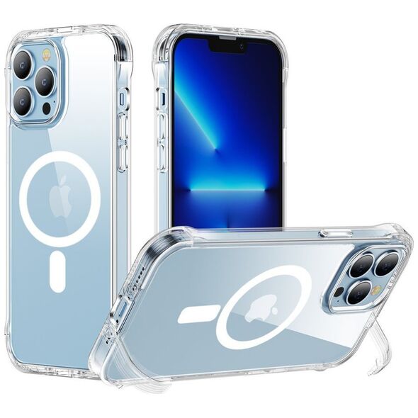 Joyroom Joyroom Magnetic Defender magnetyczne etui do iPhone 14 Pro pancerny pokrowiec z haczykami podstawką przezroczysty (kompatybilne z MagSafe)
