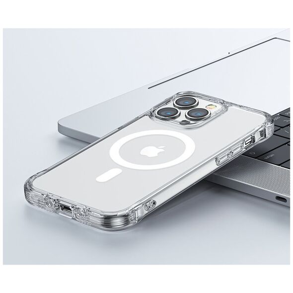Joyroom Joyroom Magnetic Defender magnetyczne etui do iPhone 14 Pro pancerny pokrowiec z haczykami podstawką przezroczysty (kompatybilne z MagSafe)
