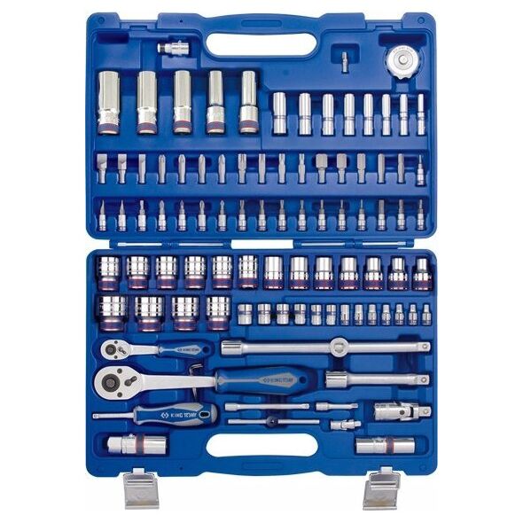 Zestaw narzędzi King Tony ZESTAW NASADEK 1/4"+1/2" 96cz. 12-kąt. Z AKCESORIAMI, CHROM + NARZĘDZIA UNIWERSALNE King Tony