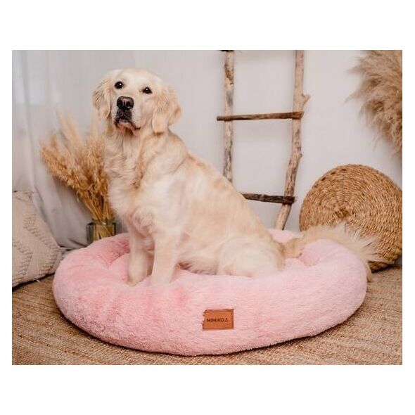 Mimikoko MIMIKO Pets Legowisko Shaggy okrągłe XXL 100cm różowe