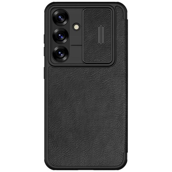 Etui Nillkin Qin Pro na Samsung Galaxy S25+ z klapką i osłoną aparatu - czarne