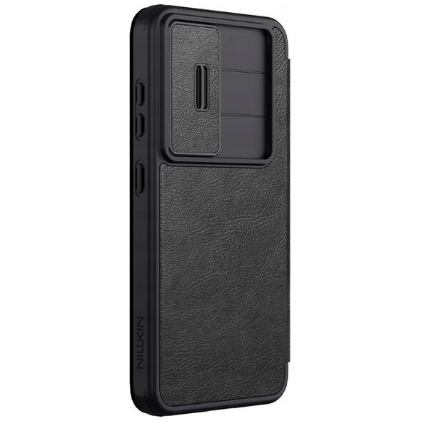 Etui Nillkin Qin Pro na Samsung Galaxy S25+ z klapką i osłoną aparatu - czarne