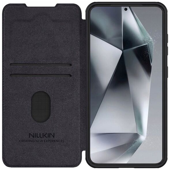 Etui Nillkin Qin Pro na Samsung Galaxy S25+ z klapką i osłoną aparatu - czarne