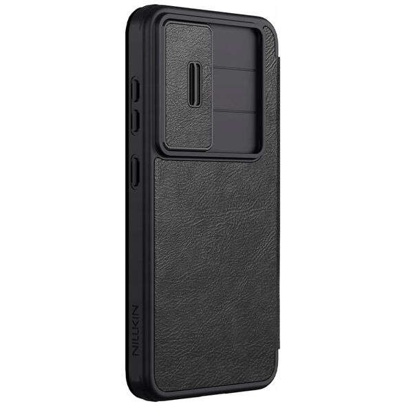 Etui Nillkin Qin Pro na Samsung Galaxy S25 z klapką i osłoną aparatu - czarne