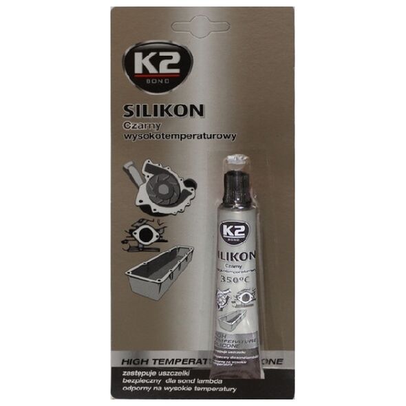 K2 Silikon wysokotemperaturowy czarny 21g na blistrze (K0477)