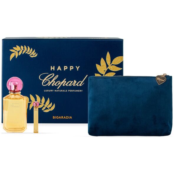 Σετ αρωματοποιίας Chopard Luxury Naturals Chopard: Happy Bigaradia, Eau De Parfum, Γυναικεία, 100 ml + Happy Bigaradia, Eau De Parfum, Γυναικεία, 10 ml + Chopard, Συνθετικό δέρμα, Τσάντα, Πουγκί παντελονιού, Μπλε, Γυναικεία, 2,4 x 9 x 6,2 Για γυναίκες 130