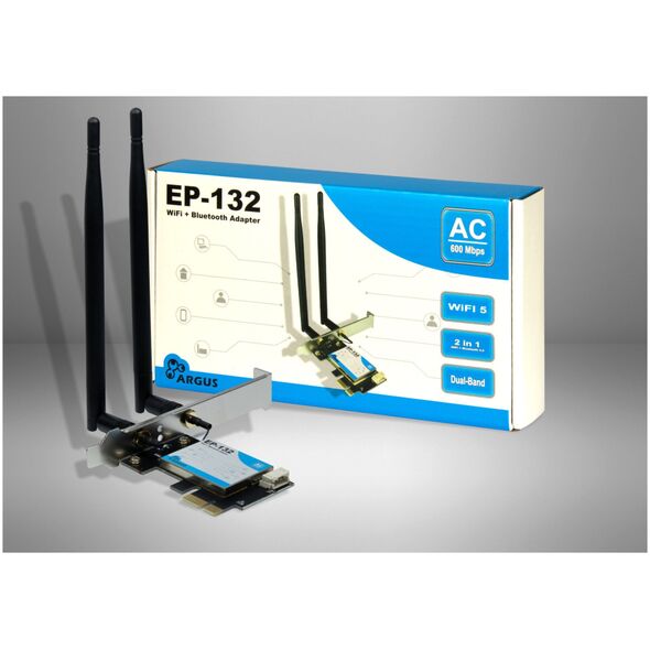 Κεραία CB Inter-Tech INTER-TECH EP-132 Προσαρμογέας Wi-Fi 5 PCIe 600Mbps BT 4.2 13234464 4260455648851