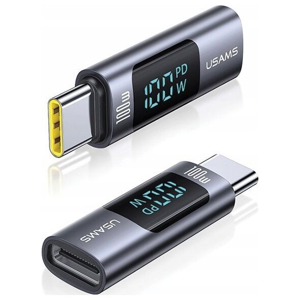 Adapter USB Usams USAMS Adapter AU18 USB-C - USB-C Digital Display 100W stalowy/aluminium SJ682TC01 (US-SJ682)
