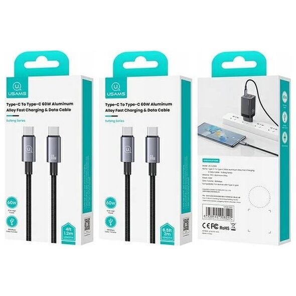 Kabel USB Usams USB-C - USB-C 1.2 m Czarny (USA1058)