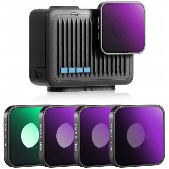 Zestaw Filtrów 4w1 Szary ND ND4 ND8 ND16 Polaryzacyjny PL do GoPro Hero 4K / SKU.2333