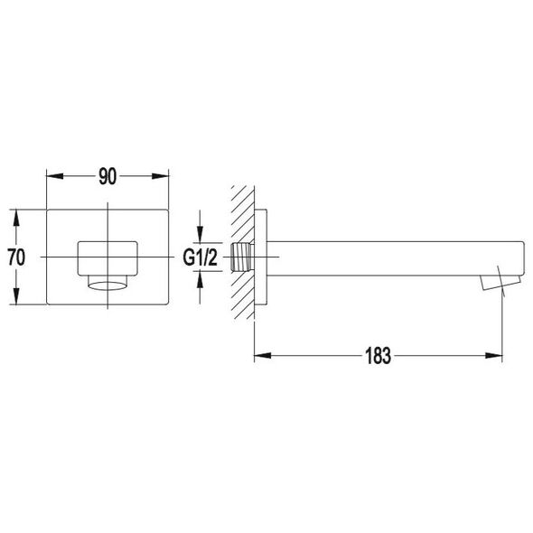 Wylewka Omnires do baterii wannowej do baterii umywalkowej 183mm chrom (WD11)