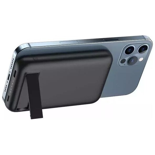 Powerbank 4kom.pl Bateria zewnętrzna (POWER BANK) VEGER MagOn Kick z ładowaniem indukcyjnym wspiera ładowanie z MagSafe 15W - 5 000mAh PD 20W czarny (V0553P / W0553P)