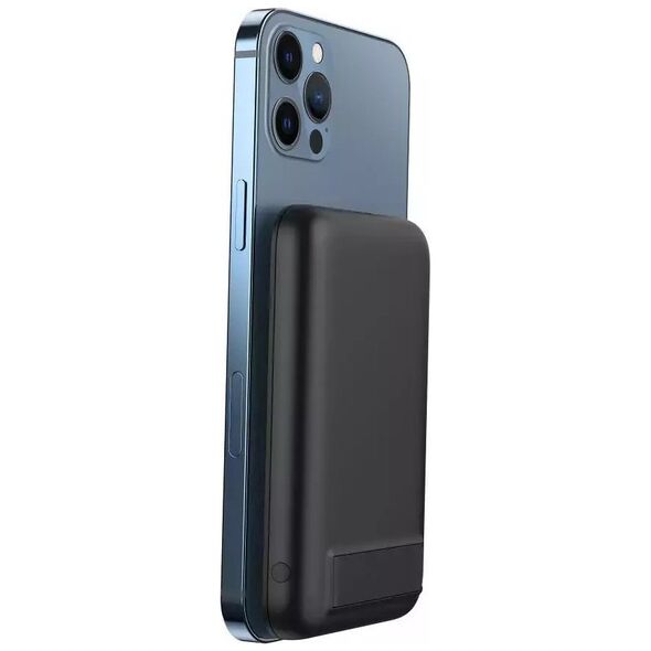 Powerbank 4kom.pl Bateria zewnętrzna (POWER BANK) VEGER MagOn Kick z ładowaniem indukcyjnym wspiera ładowanie z MagSafe 15W - 5 000mAh PD 20W czarny (V0553P / W0553P)