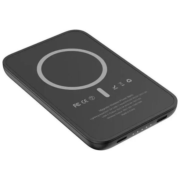 Powerbank 4kom.pl Bateria zewnętrzna (POWER BANK) VEGER MagOn Kick z ładowaniem indukcyjnym wspiera ładowanie z MagSafe 15W - 5 000mAh PD 20W czarny (V0553P / W0553P)