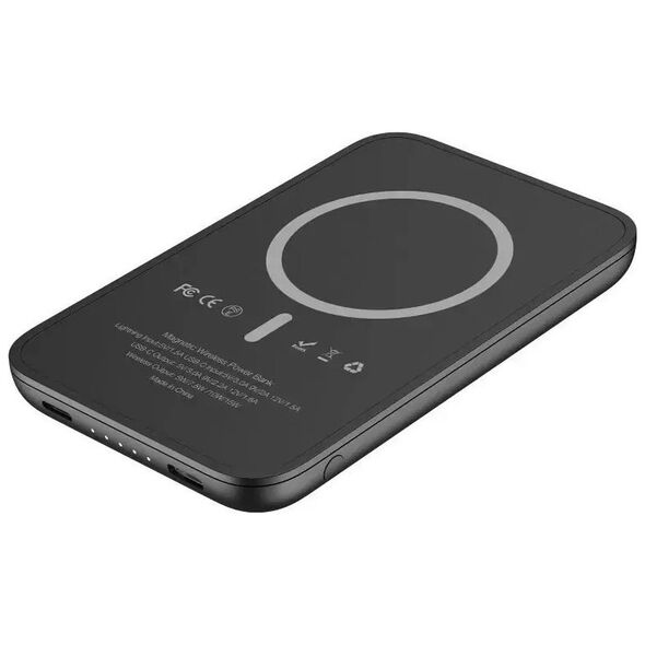 Powerbank 4kom.pl Bateria zewnętrzna (POWER BANK) VEGER MagOn Kick z ładowaniem indukcyjnym wspiera ładowanie z MagSafe 15W - 5 000mAh PD 20W czarny (V0553P / W0553P)