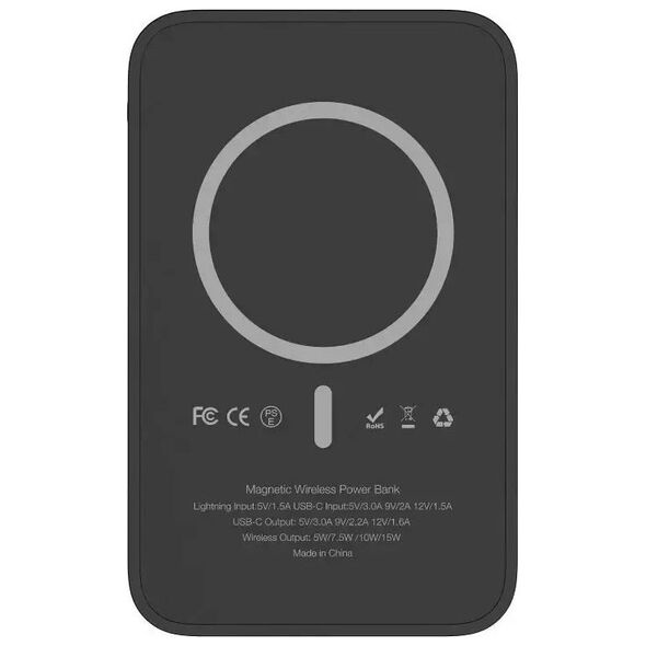 Powerbank 4kom.pl Bateria zewnętrzna (POWER BANK) VEGER MagOn Kick z ładowaniem indukcyjnym wspiera ładowanie z MagSafe 15W - 5 000mAh PD 20W czarny (V0553P / W0553P)