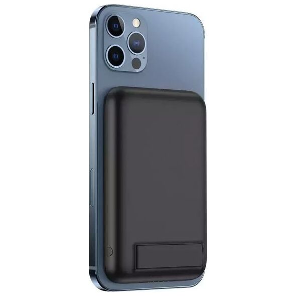 Powerbank 4kom.pl Bateria zewnętrzna (POWER BANK) VEGER MagOn Kick z ładowaniem indukcyjnym wspiera ładowanie z MagSafe 15W - 5 000mAh PD 20W czarny (V0553P / W0553P)