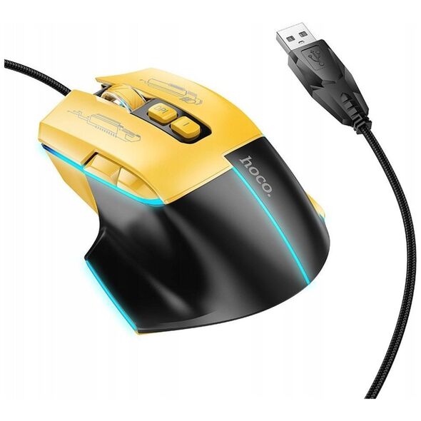 Mysz Hoco HOCO mysz komputerowa gamingowa przewodowa USB A 3600DPI GM31 czarno żółta