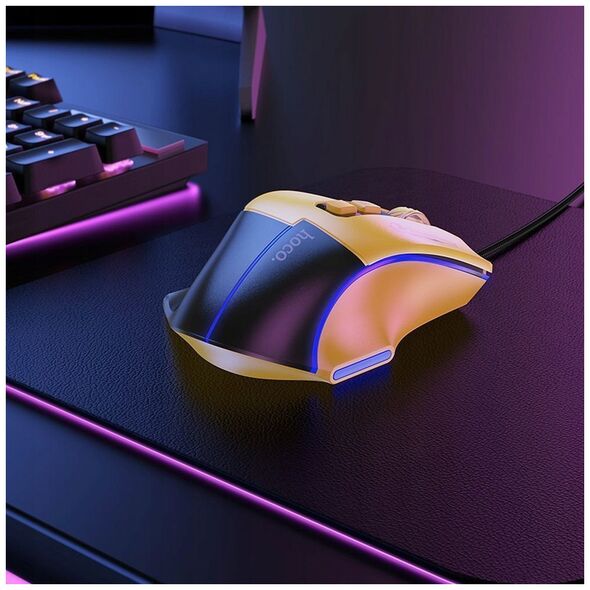 Mysz Hoco HOCO mysz komputerowa gamingowa przewodowa USB A 3600DPI GM31 czarno żółta