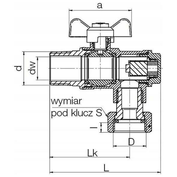 SPIN Kurek kulowy kątowy z filtrem i magnesem DN20-PN25 G3/4-G3/4