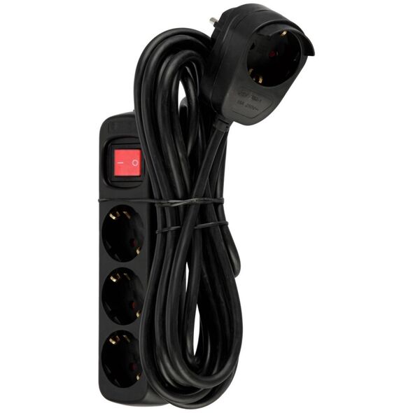 REV REV Multiple Socket Καλώδιο τροφοδοσίας 3+1 φορές 5m + διακόπτης μαύρος 13869649 4006341717313