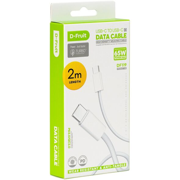 D-Fruit cable USB-C - USB-C 2m, white (DF119)