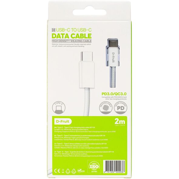 D-Fruit cable USB-C - USB-C 2m, white (DF119)