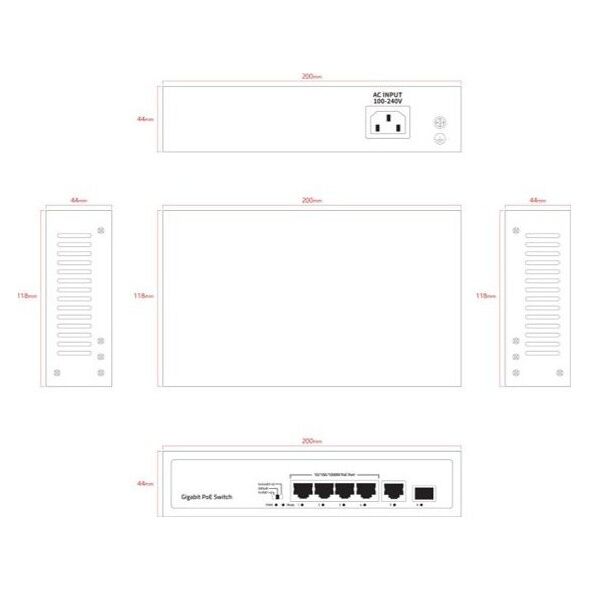 Unmanaged ,  4 x 10/1000Mbps