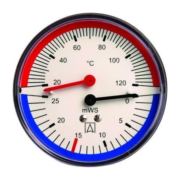 Termohydrometr TH 80, fi80 mm, 0÷40 mH2O, 20÷120°C, G1/4, ax, kl. 2,5A