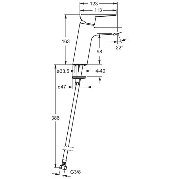 Bateria umywalkowa XL z uchwytem z otworem (DWZ)